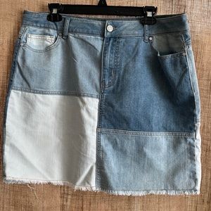 Color Block Denim Mini Skirt (NWT)